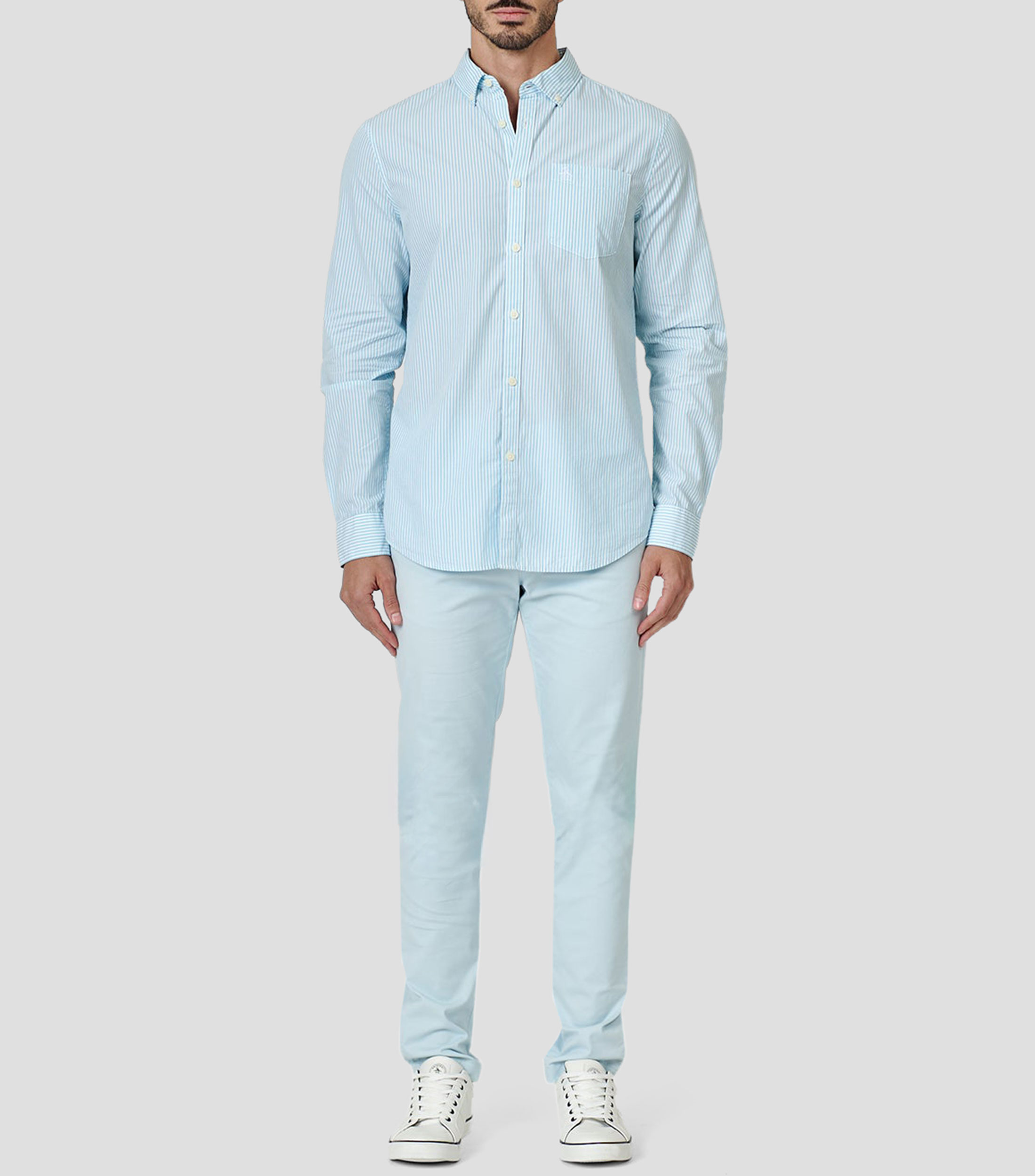 Camisa rayas manga larga Hombre